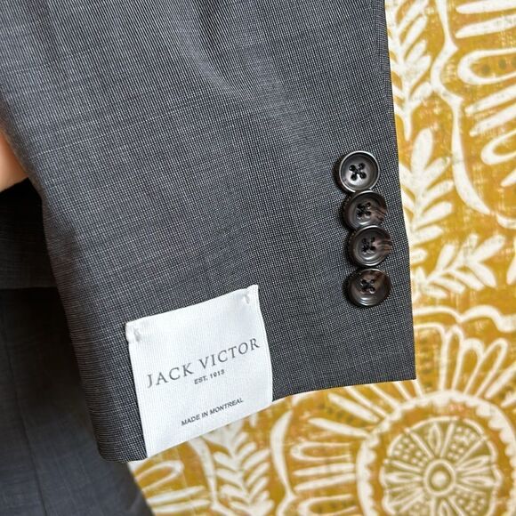 NWOT Jack Victor Esprit CT Micro Pattern Super 100’s Wool Jacket in Gray sz 38R - Picture 9 of 13